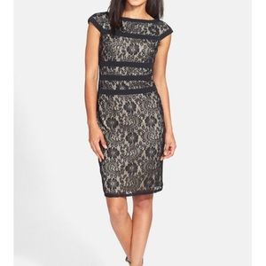 NWOT Adrianna Papell Black Lace Midi Dress